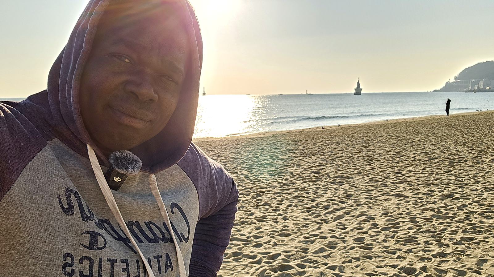 Dennis Obel on Haeundae Beach in Busan, South Korea, on Christmas morning 2023